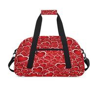 Bolsas de lona para niños con temática de corazón rojo para el día de San Valentín, bolsa de viaje de fin de semana de 24 litros, bolsa de deporte para gimnasio, práctica, color, 24 L, Organizador de