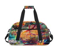 Bolsas de lona para niños con temática de notas musicales de arte abstracto para niñas y niños, bolsa de viaje de fin de semana de 24 litros, bolsa de deporte para gimnasio, bolsa de práctica, color,