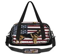 Bolsas de lona para niños de pastor alemán, para niñas y niños, con bandera estadounidense, ligera, deportiva, gimnasio, para niños, bolsa de viaje para fin de semana, bolsa de baile, Pastor alemán,