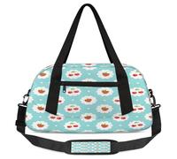 Bolsas de lona para niños, diseño de frutas y cerezas, ligeras y deportivas, para el gimnasio, para llevar durante la noche, para fin de semana, viajes, baile, Fresa y cereza, 18.5L x 7.8W x 9.4H