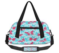 Bolsas de lona para niños y niñas con diseño de mariposas rojas, ligeras y con flores, bolsa deportiva ligera para gimnasio, para fin de semana, para llevar durante la noche, para viajes, baile, rojo,