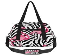 Bolsas de lona para niños y niñas, con estampado de cebra y flamenco, ligera, deportiva, para gimnasio, para niños, para llevar durante la noche, para fin de semana, viajes, baile, Estampado de cebra