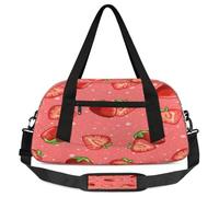 Bolsas de lona para niños y niñas, con estampado de fresas, ligeras, para deportes, gimnasio, para niños, para llevar durante la noche, para fin de semana, viajes, baile, Fruta de fresa., 18.5L x 7.8W