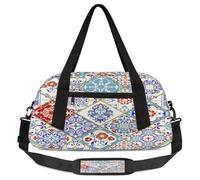 Bolsas de lona para niños y niñas con patrón de diamantes étnicos bohemios, bolsa de deporte ligera para gimnasio, bolsa de viaje o baile, Patrón de diamantes étnicos bohemios, 18.5L x 7.8W x 9.4H