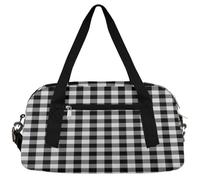 Bolsas de lona para niños y niñas, diseño clásico ligero para deportes, gimnasio, bolsa pequeña para llevar durante la noche, fin de semana, bolsa de viaje o baile, Tela a cuadros blancos y negros,