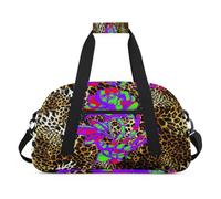 Bolsas de lona para niños y niñas, diseño de calavera de leopardo, rosa, para la noche, fin de semana, bolsa de viaje de 24 L, bolsa de deporte para gimnasio, práctica, color, 24 L, Organizador de