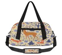 Bolsas de lona para niños y niñas, diseño de ciervo, búho, zorro, para niños, ligera, deportiva, gimnasio, bolsa de viaje o baile, Deer Owl Fox, 18.5L x 7.8W x 9.4H