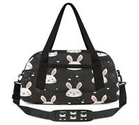 Bolsas de lona para niños y niñas, diseño de conejo, con lunares, para niños, bolsa deportiva ligera para gimnasio, para llevar durante la noche, para fin de semana, bolsa de viaje o baile, Conejo a