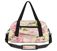 Bolsas de lona para niños y niñas, diseño de flores rosas rosadas, ligeras, para deportes, gimnasio, para llevar durante la noche, para fin de semana, viajes, baile, etc, Flor rosa rosa, 18.5L x 7.8W