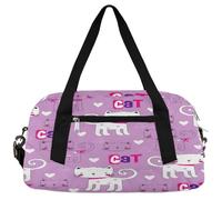 Bolsas de lona para niños y niñas, diseño de gato de dibujos animados, bolsa de gimnasio ligera para niños, bolsa de viaje pequeña para fin de semana, bolsa de viaje para baile, Gatito de dibujos