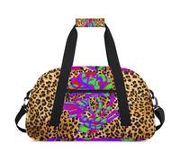Bolsas de lona para niños y niñas, diseño de leopardo rosa y calavera, bolsa de viaje de fin de semana, 24 L, bolsa de deporte para gimnasio, práctica, color, 24 L, Organizador de bolsas