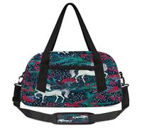 Bolsas de lona para niños y niñas, diseño de unicornio blanco, ligera, deportiva, para gimnasio, para fin de semana, para viajes, baile, caballo unicornio blanco, 18.5L x 7.8W x 9.4H