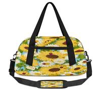 Bolsas de lona para niños y niñas, ligeras y deportivas, con diseño de margaritas y girasoles, para llevar durante la noche, para el fin de semana, viajes, baile, Girasol con margaritas florales,