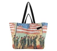 Bolsas de lona para vacaciones, cocina, comestibles, bolsa de tela para hombres, hospital, compras, playa, viajes, soldados marchando en desfile