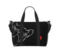 Bolsas de lona para viajar con perro bulldog francés, bolsas de viaje ligeras Oxford para artículos personales para mujeres, bolsas de gimnasio ideales para hombres, Black, Talla única