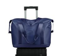 Bolsas de lona para viajes, bolsas de lona portátiles con ruedas, impermeables, suministros de viaje para equipaje de mano en el aeropuerto, estadías nocturnas, competencias de baile, azul oscuro