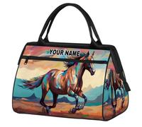 Bolsas de lona personalizadas para mujeres y hombres, bolsa de lona de viaje personalizada, bolsa de gimnasio deportiva impermeable, bolsa de fin de semana, bolsa de mano de mano, caballo corriendo de