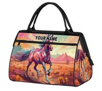 Bolsas de lona personalizadas para mujeres y hombres, bolsa de lona de viaje personalizada, bolsa de gimnasio deportiva impermeable, bolsa de fin de semana, bolsa de mano, colorido caballo corriendo,