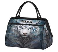 Bolsas de lona personalizadas para mujeres y hombres, bolsa de viaje personalizada, bolsa de gimnasio deportiva impermeable, bolsa de fin de semana, bolsa de mano, tigre blanco abstracto, Tigre Blanco