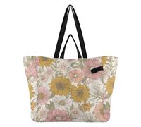 Bolsas de lona plegables para cocina, bolsas de comestibles, para mujeres, regalos de dama de honor, estilo vintage, margaritas florales