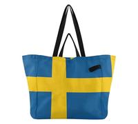 Bolsas de lona recicladas para cocina, para dama de honor, para mujer, boda, fiesta, viajes, lavandería, Bandera nacional de Suecia, Talla única