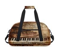 Bolsas de lona vintage con notas musicales de piano para niñas y niños, bolsa de viaje de fin de semana de 24 litros, bolsa de deporte para gimnasio, práctica, color, 24 L, Organizador de bolsas
