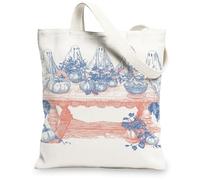 Bolsas de lona vintage de fantasmas, bolsas de comestibles ligeras y reutilizables para viajes al aire libre, playa, picnic, Beige, 13x15 Inch