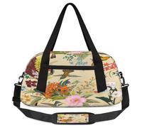 Bolsas de lona vintage florales para niños, para niñas y niños, bolsa deportiva ligera para gimnasio, bolsa de viaje o baile, flores de la vendimia, 18.5L x 7.8W x 9.4H