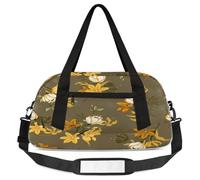 Bolsas de lona vintage para niños, diseño floral, ligera, deportiva, para gimnasio, para niños, para llevar durante la noche, para fin de semana, viajes, baile, etc, retro (Vintage Flower), 18.5L x