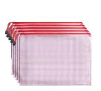 Bolsas de malla A3/A4/A5/A6 Bolsa de cremallera de malla Bandolera de papel Carpetas de archivos Zip impermeable suministros de oficina escuela Estuche de maquillaje cosmético para viajes (rojo, A4