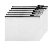 Bolsas de malla A5 con cremallera - Bolsas de archivo con cremallera/bolsas de documentos impermeables, recibos de oficina, facturas del hogar/almacenamiento de viaje negro 6 unidades OS03BK06