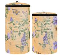 Bolsas de malla para lavar zapatos, diseño de flores, lavanda, mariposas, melocotón, 2 unidades, Flores lavanda, pensamiento, mariposas, melocotón, 1 size, Moderno
