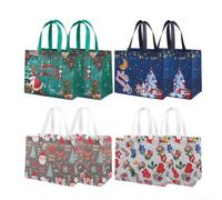 Bolsas de mano listas para Navidad con gráficos de Papá Noel, 4812 unidades, tela no tejida reutilizable para una vida sostenible (8 piezas)