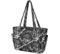 Bolsas de mano para mujer de 15.6 pulgadas, bolsa para laptop, gimnasio, viajes, trabajo, bolsa hinchada, ligera, para mujer, esqueleto, guitarra, guy, rock and roll, banda rock on