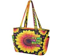 Bolsas de mano para mujer de 15.6 pulgadas, bolsa para laptop, gimnasio, viajes, trabajo, bolsa hinchada, ligera, para mujer, It's Me Hi I'm The Bestie It's Me Groovy Girasol Tie Dye