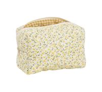 Bolsas de maquillaje acolchadas de algodón floral de gran capacidad para mujer, cosméticos portátiles para viajes y uso doméstico, brochas y accesorios, Amarillo, Mass Beauty