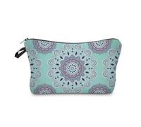 Bolsas de maquillaje, bolsa de cosméticos con estampado de mandala, bonita bolsa de almacenamiento de monedas con cremallera para mujeres y niñas, regalos de viaje, f