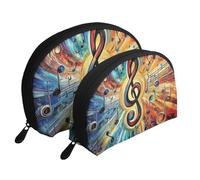 Bolsas de maquillaje con diseño abstracto de colores con teclas agudas, 2 piezas, portátil, bolsa de aseo de viaje, White, Talla única