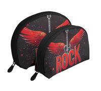 Bolsas de maquillaje con diseño de alas de guitarra Rock Star, 2 piezas, portátil, bolsa de aseo de viaje, White, Talla única