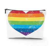 Bolsas de maquillaje con estampado de corazón, bolsa de maquillaje de viaje, diseño de bandera LGBT, temática del orgullo gay, para mujeres, bolsa de cosméticos grande, organizador de maquillaje de