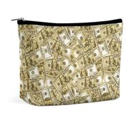 Bolsas de Maquillaje con Forma de Billete de 100 dólares para Mujer, Neceser de Viaje, Estuche de Piel sintética Resistente al Agua con Cremallera.