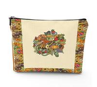 Bolsas de maquillaje de lino para mujer, diseño vintage de Constitution America 4 de julio, bolsa de cosméticos, bolsa de aseo de viaje, impermeable, bolsa de maquillaje para bolso, marrón, 7 x 9