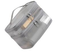 Bolsas de maquillaje de malla, múltiples bolsillos abiertos, resistentes al agua, bolsa de cosméticos para uso diario, gimnasio, viajes, organizador portátil para colgar, gris, A