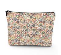 Bolsas de maquillaje de mano contra el mal de ojo, bolsa de maquillaje de viaje, manos coloridas con tercer mal de ojo, para mujeres, bolsa de cosméticos grande, organizador de maquillaje de lino,