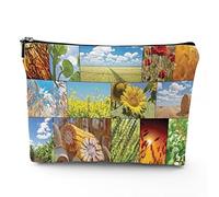 Bolsas de maquillaje de mano contra el mal de ojo, bolsa de maquillaje de viaje, manos coloridas con tercer mal de ojo, para mujeres, bolsa de cosméticos grande, organizador de maquillaje de lino,