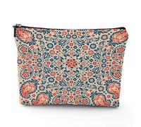 Bolsas de maquillaje de mano contra el mal de ojo, bolsa de maquillaje de viaje, manos coloridas con tercer mal de ojo, para mujeres, bolsa de cosméticos grande, organizador de maquillaje de lino,