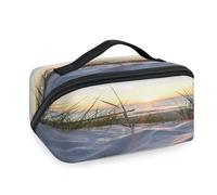 Bolsas de maquillaje de viaje a la playa para mujeres, hombres, niñas, niños, veranos, puesta de sol, mar, playa, bolsa de lavado, bolsa de aseo portátil, organizador de artículos de tocador