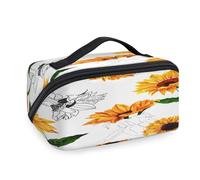 Bolsas de maquillaje de viaje amarillas con girasoles para mujeres, hombres, niñas, niños, bolsa de lavado de flores amarillas, bolsa de aseo portátil, organizador de artículos de tocador