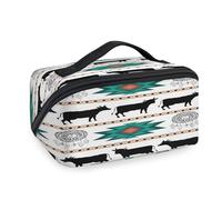 Bolsas de maquillaje de viaje con diseño de caballo azteca, atrapasueños, para mujeres, hombres, niñas, niños, bolsa de lavado, bolsa de aseo portátil, organizador de artículos de tocador