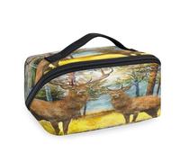 Bolsas de maquillaje de viaje con diseño de ciervos y animales del bosque, para mujeres, hombres, niñas, niños, bolsa de lavado, bolsa de aseo portátil, organizador de artículos de tocador